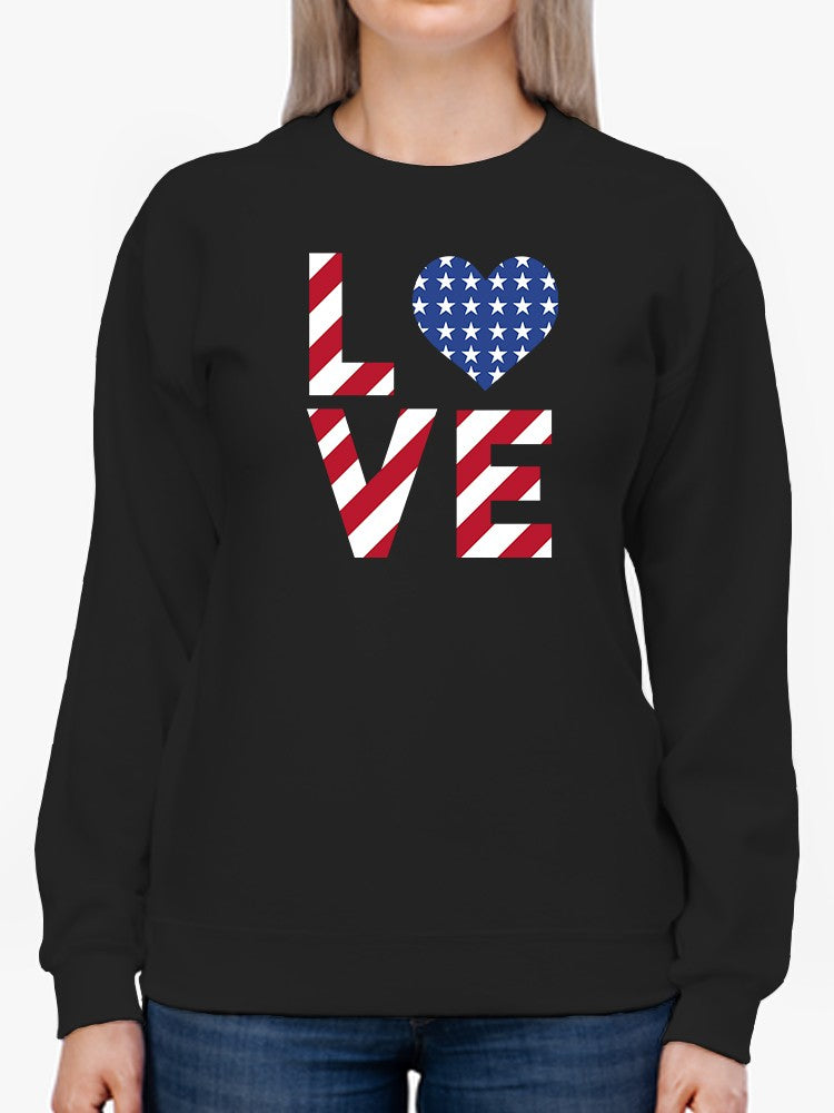 Love With Usa Flag Pattern Sweatshirt Women's -GoatDeals Designs