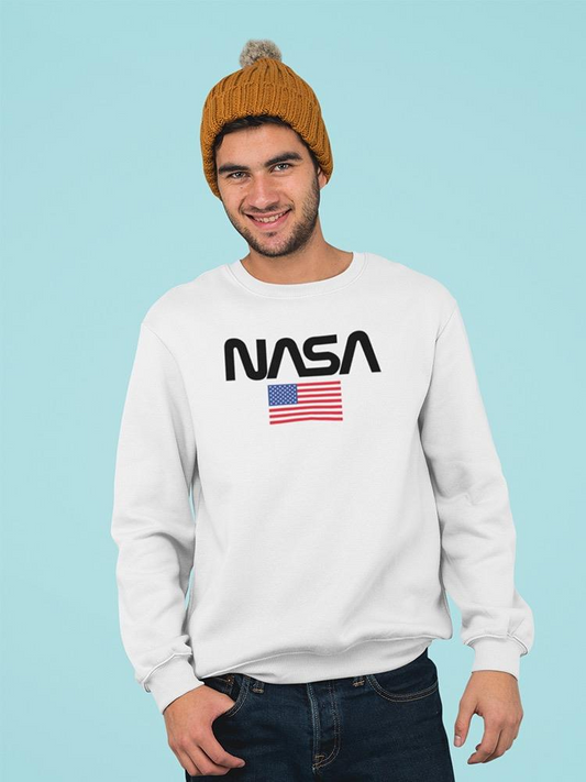 Nasa Usa Flag Sweatshirt Men's -NASA Designs