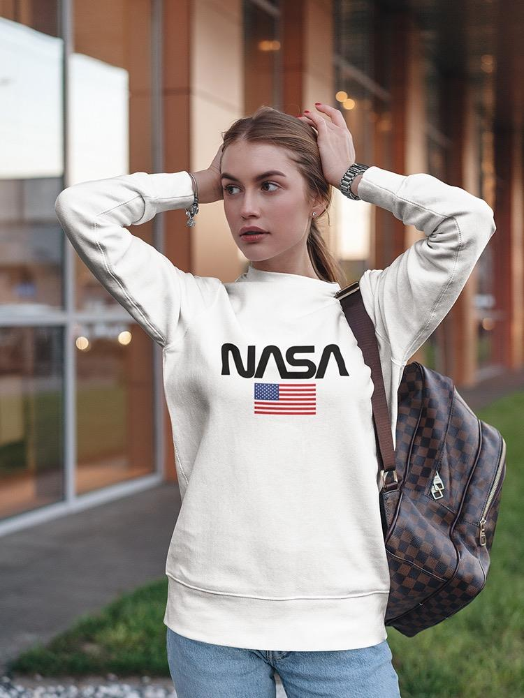 Nasa Usa Flag Design Sweatshirt Women's -NASA Designs