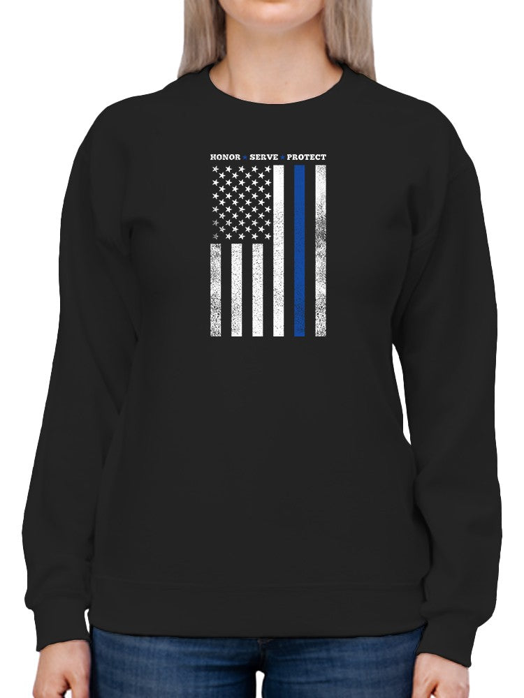 Honor Serve Protect Usa Flag Sweatshirt Women's -GoatDeals Designs