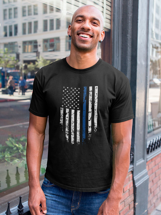 Usa Flag With  Blue Stripe Men's T-Shirt