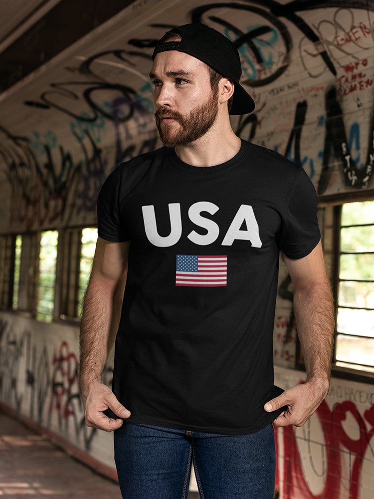 Usa With Flag Simple Design Men's T-Shirt