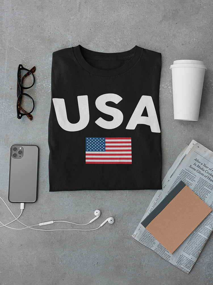 Usa With Flag Simple Design Men's T-Shirt