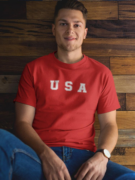 Usa Text T-shirt -SmartPrintsInk Designs