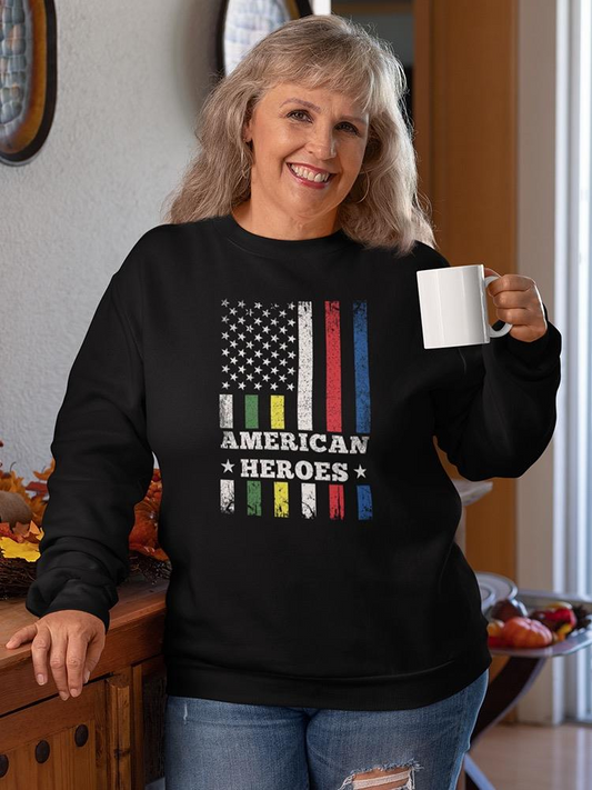 American Heroes Usa Flag Design Sweatshirt Women's -GoatDeals Designs