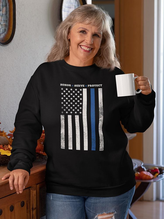 Honor Serve Protect Usa Flag Sweatshirt Women's -GoatDeals Designs