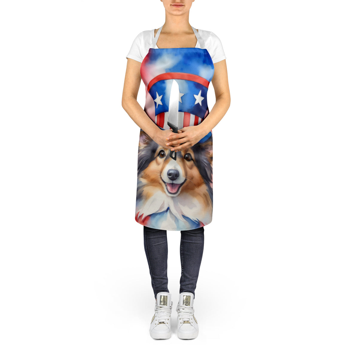 Sheltie Patriotic American Apron