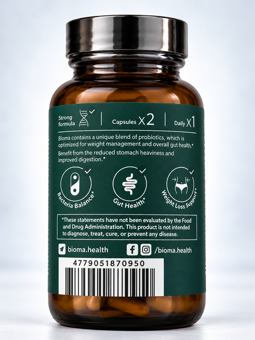 BIOMA Probiotics 30 Day Supply – Gut Health & Weight Management Support, 60 Vegan Capsules
