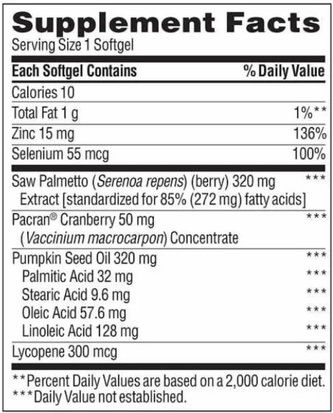 trunature Prostate Plus Health Complex 250 Softgels – Saw Palmetto, Zinc & Lycopene