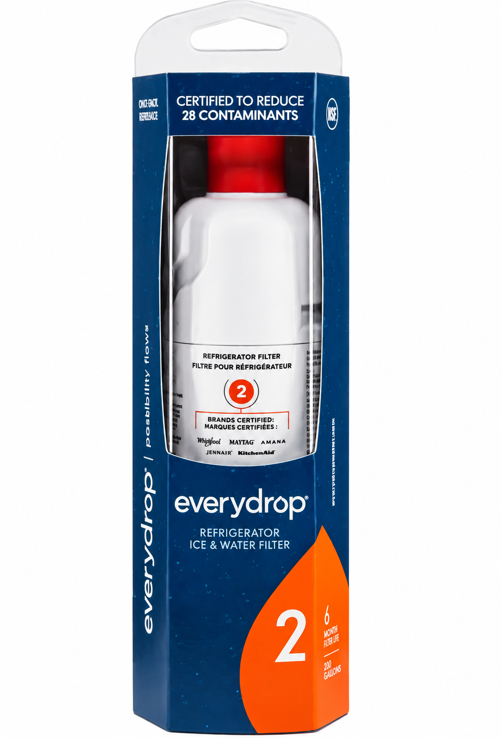 EveryDrop Refrigerator Ice & Water Filter 2 EDR2RXD1 – 1 Pack