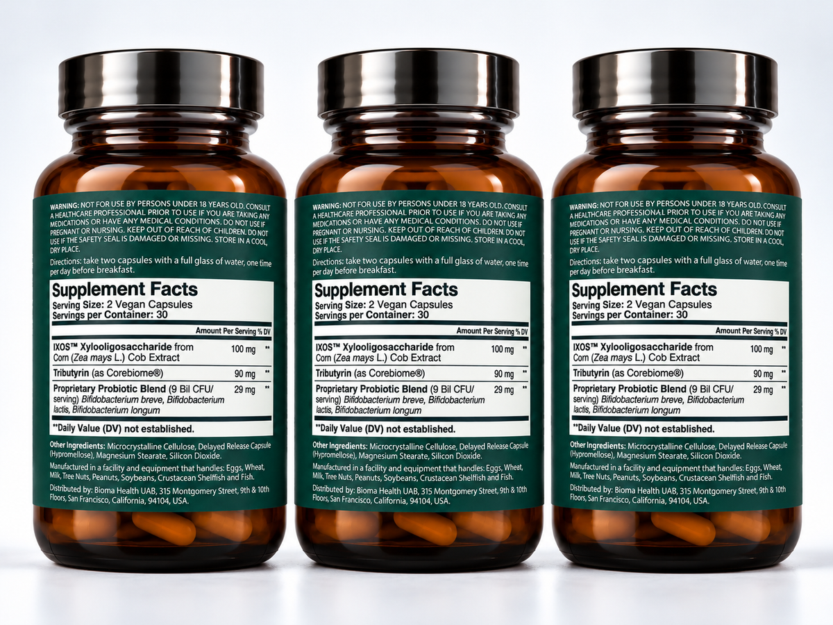BIOMA Probiotics Pack of 3 – Gut Health & Weight Management Support, 180 Vegan Capsules