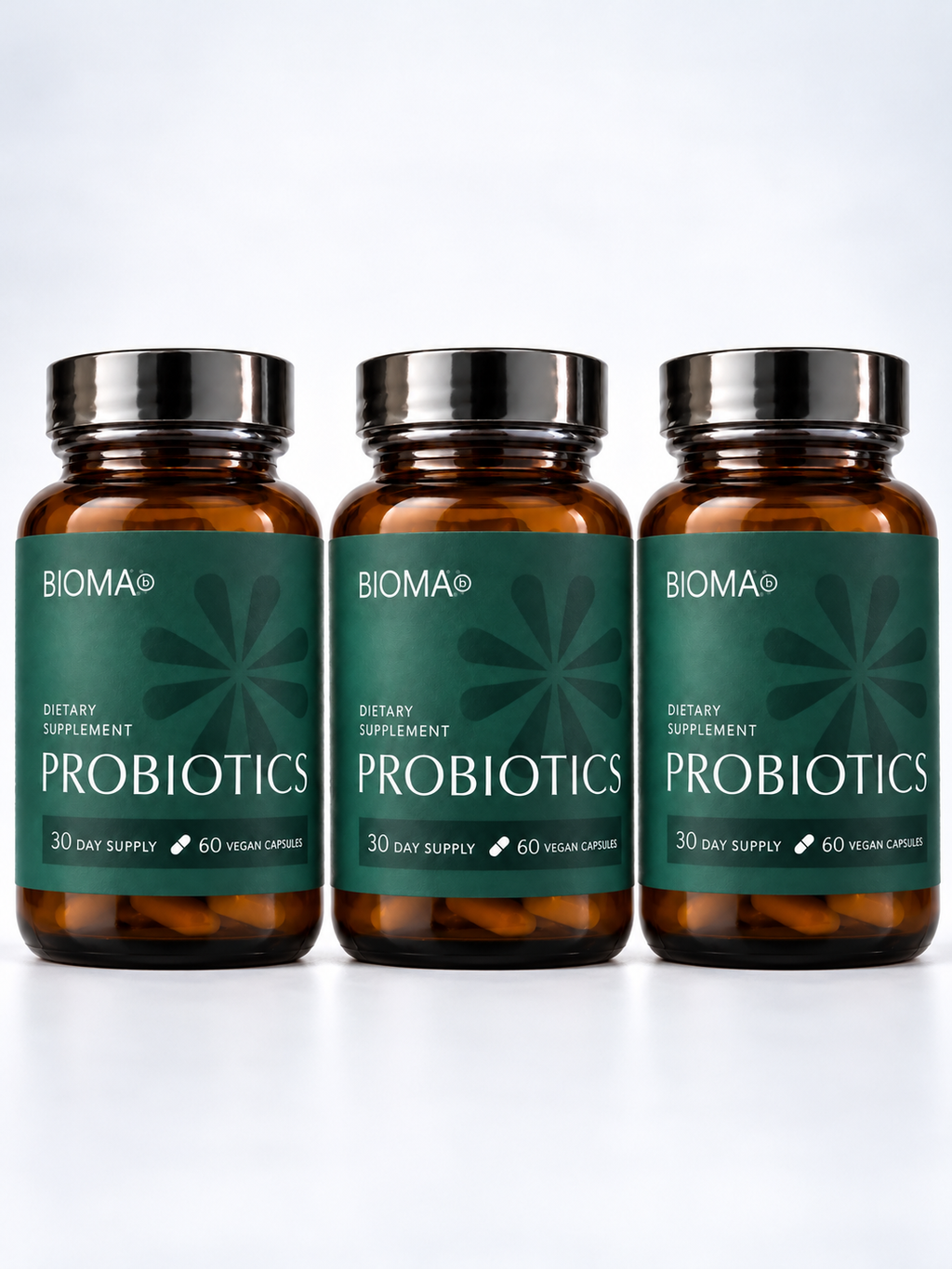 BIOMA Probiotics Pack of 3 – Gut Health & Weight Management Support, 180 Vegan Capsules