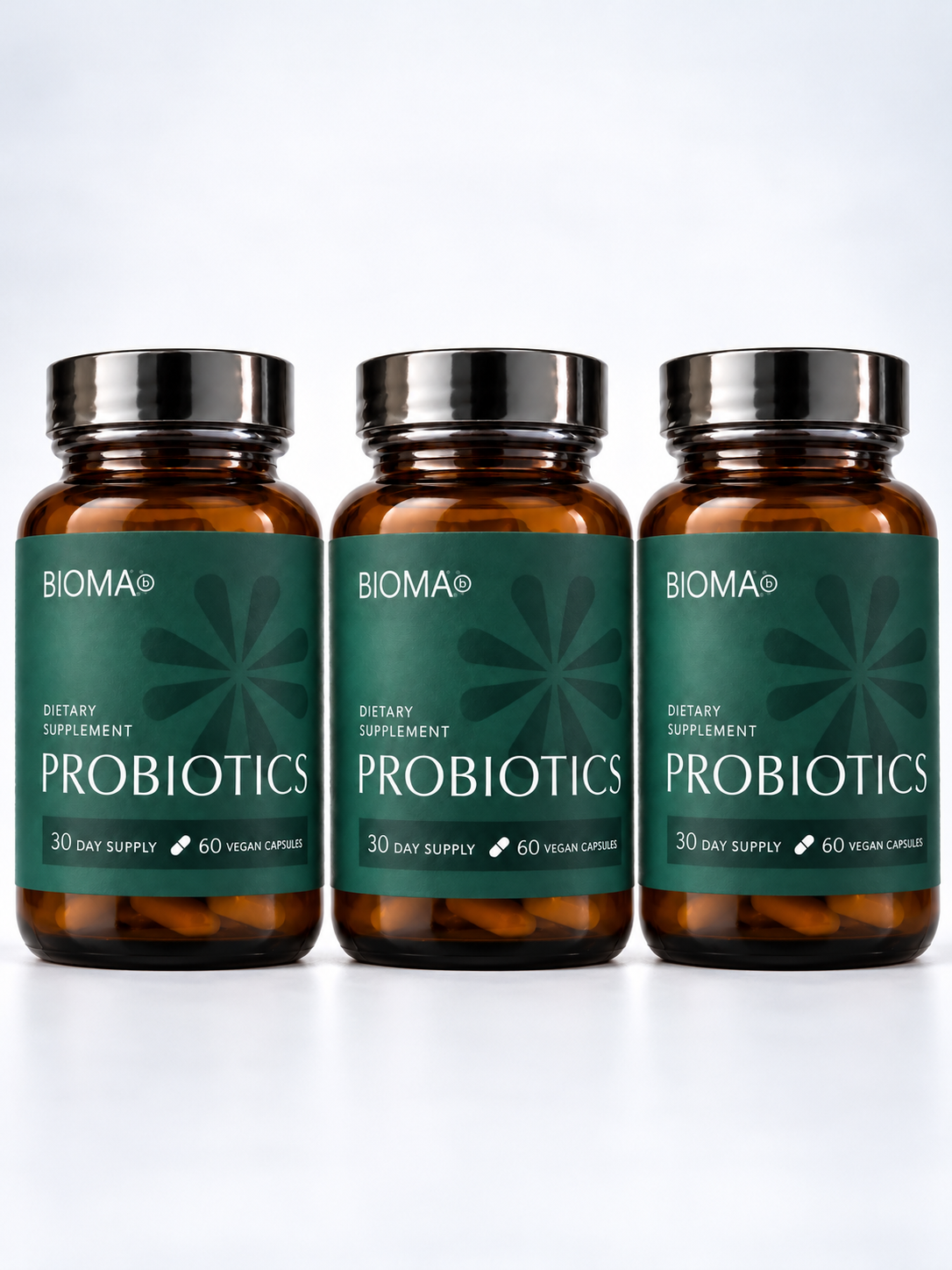 BIOMA Probiotics Pack of 3 – Gut Health & Weight Management Support, 180 Vegan Capsules