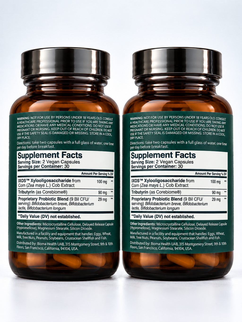BIOMA Probiotics Pack of 2 – Gut Health & Weight Management Support, 120 Vegan Capsules