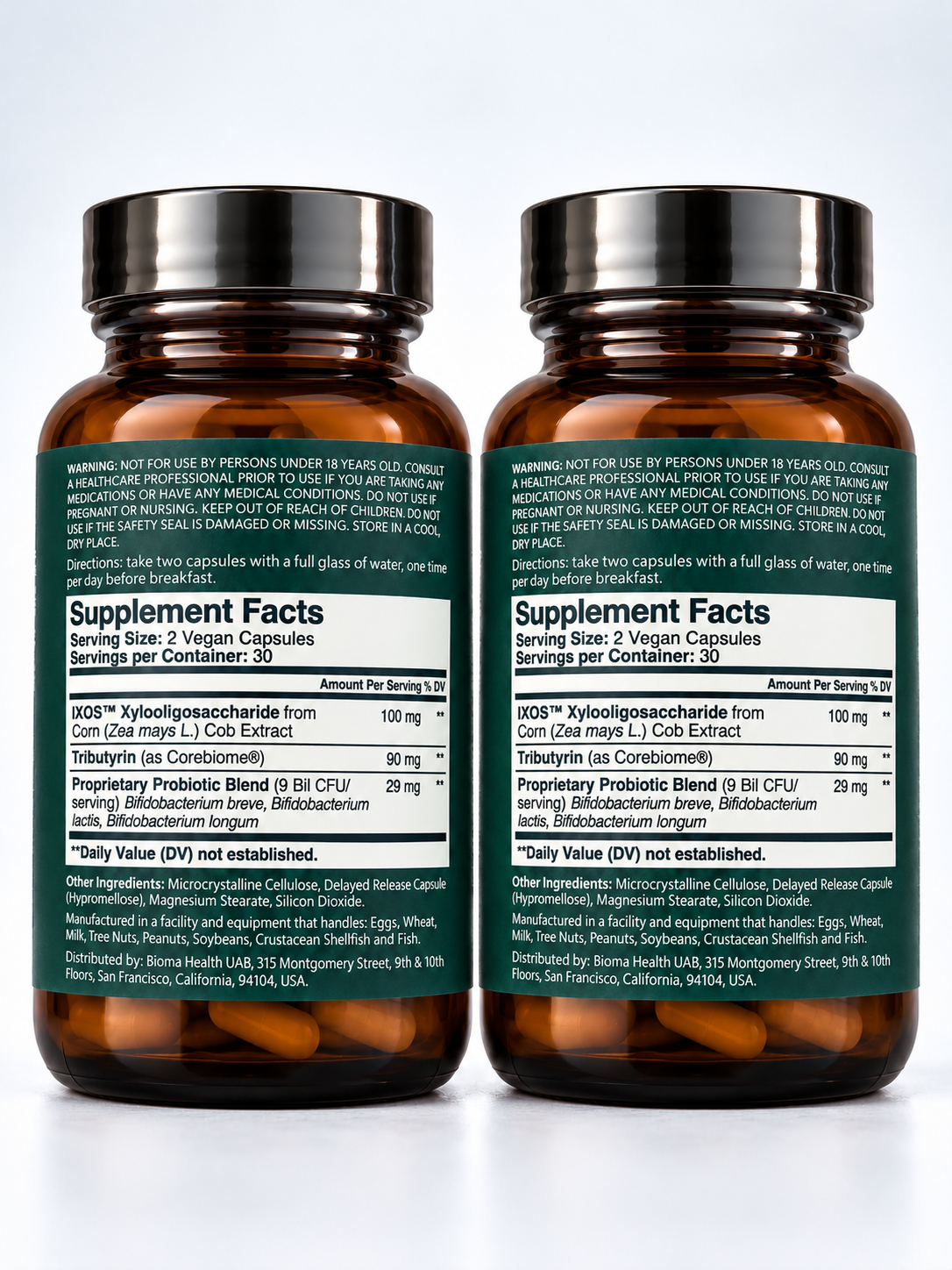 BIOMA Probiotics Pack of 2 – Gut Health & Weight Management Support, 120 Vegan Capsules