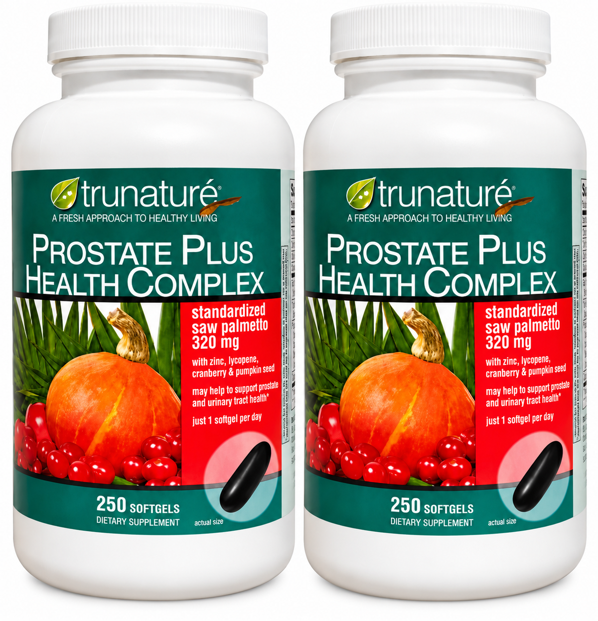 trunature Prostate Plus Health Complex Pack of 2 – 500 Softgels, Saw Palmetto, Zinc & Lycopene